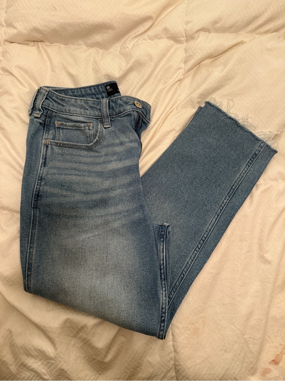 Hollister Medium Wash Cropped Straight Leg Jeans with Raw Hem